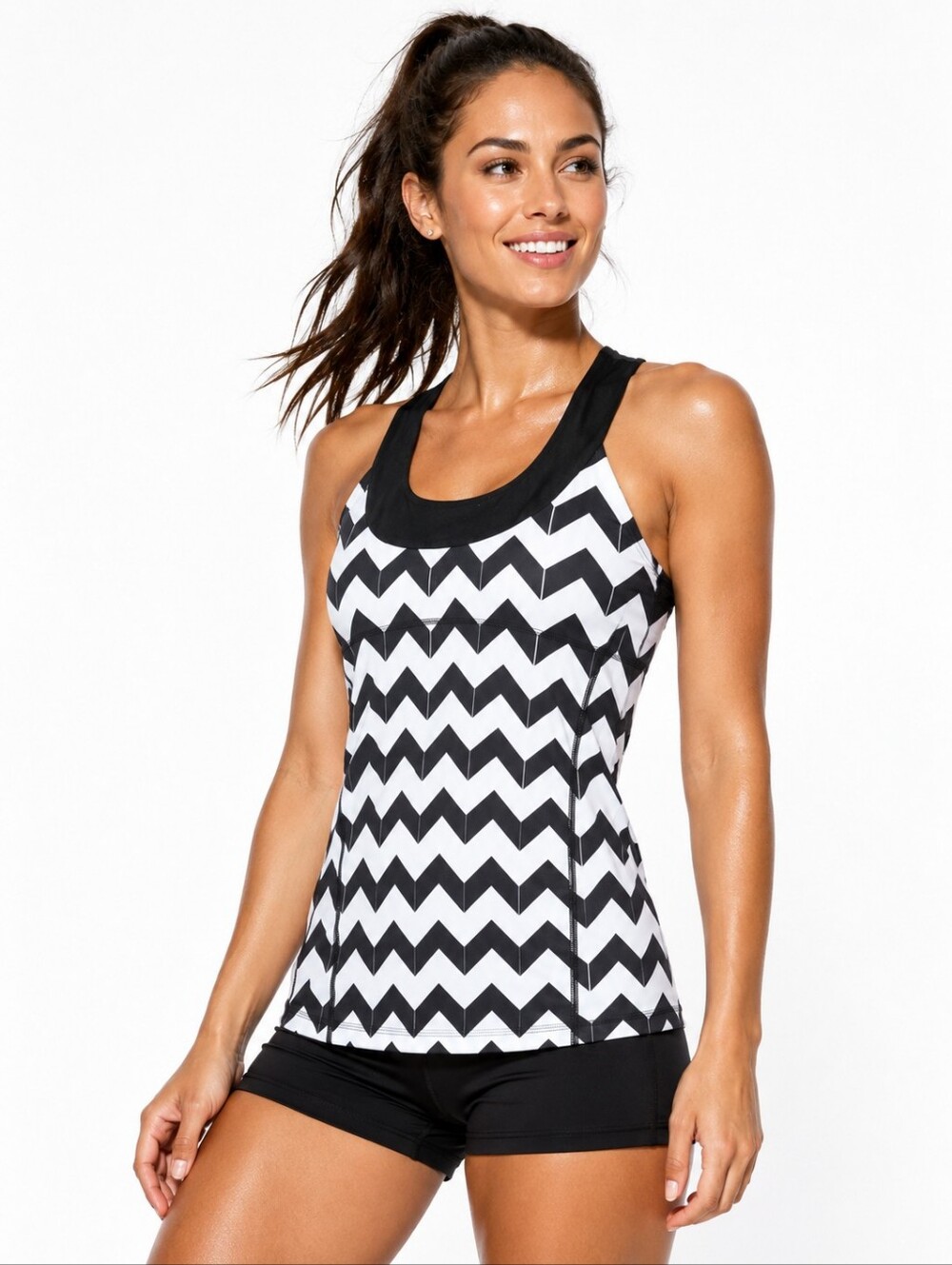 Lululemon Scoop Neck TankArrow Chevron Polar Cream Black / Black Suze 6